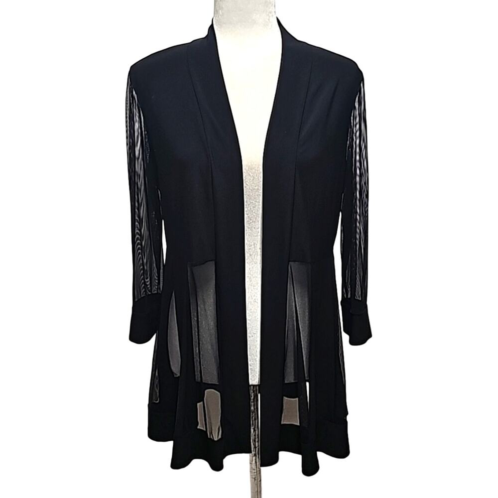 Bali Women Blach Poly/Span Long Sleeve Open Evening Jacket Blazer Size See Meas.